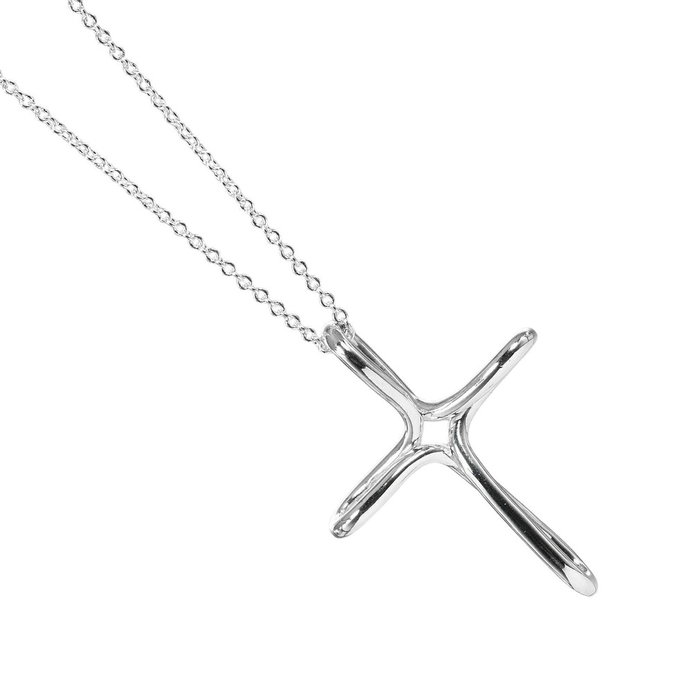 Tiffany Co Open Cross Necklace Sterling Silver